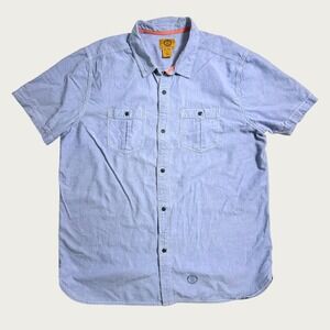 Stapleford Button Down Shirt Mens XL Blue Short Sleeve Chambray Workwear Cotton